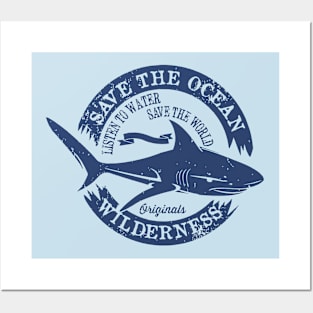 save planet ocean wild shark Posters and Art